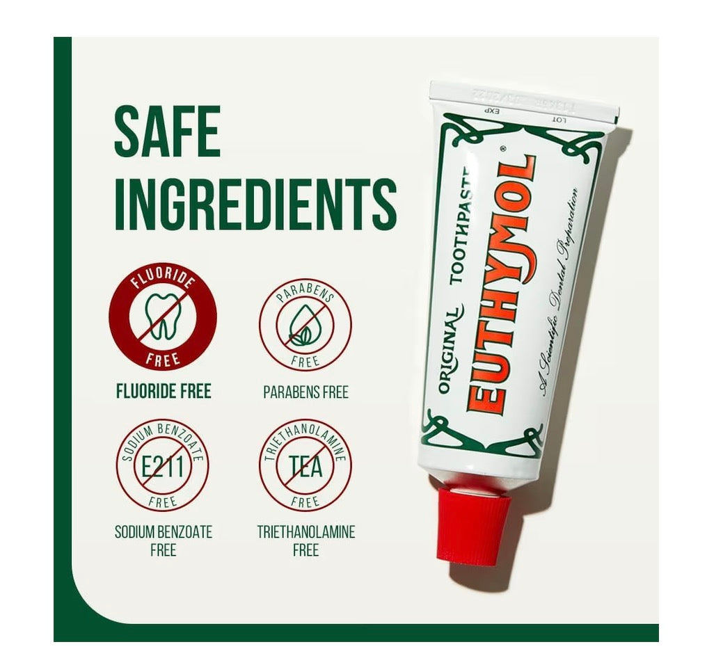 Euthymol Original Toothpaste 75ml – Strong Mint Fluoride Toothpaste for Fresh Breath