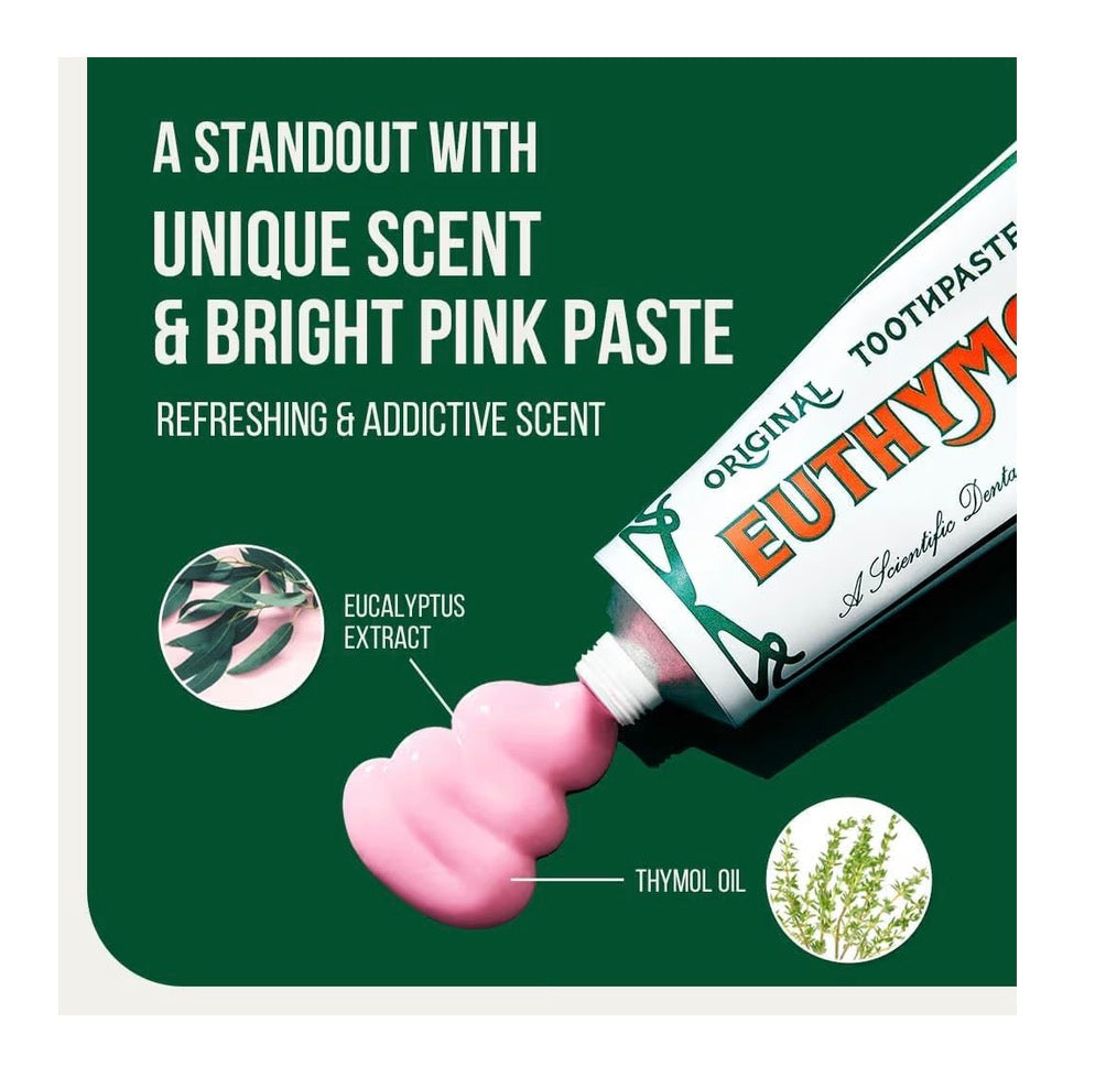 Euthymol Original Toothpaste 75ml – Strong Mint Fluoride Toothpaste for Fresh Breath