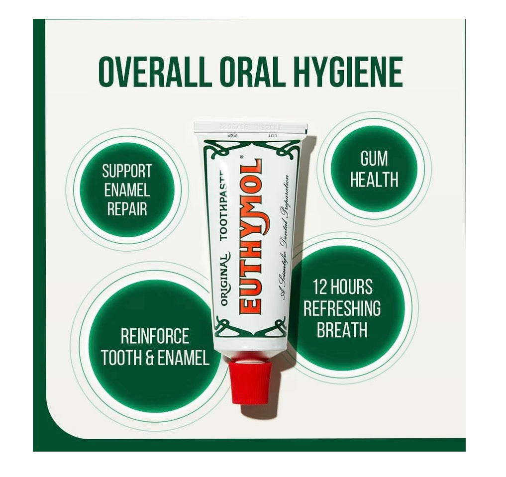 Euthymol Original Toothpaste 75ml – Strong Mint Fluoride Toothpaste for Fresh Breath