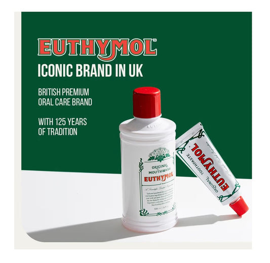 Euthymol Original Toothpaste 75ml – Strong Mint Fluoride Toothpaste for Fresh Breath